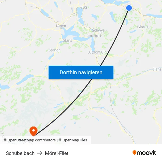 Schübelbach to Mörel-Filet map
