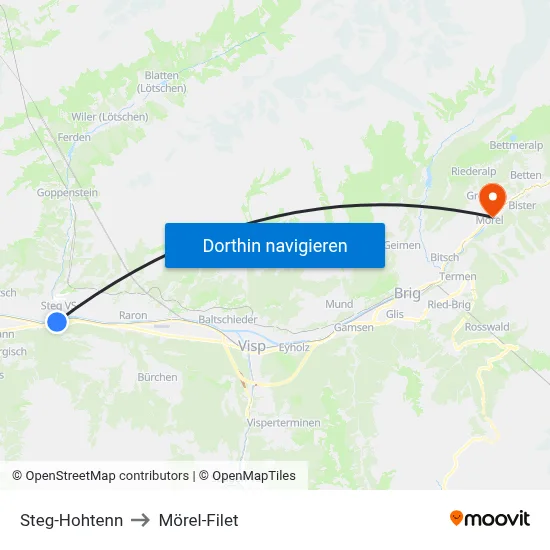 Steg-Hohtenn to Mörel-Filet map