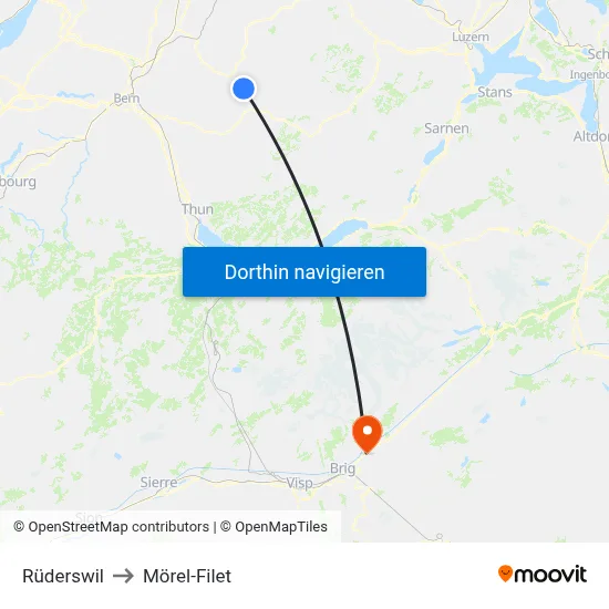 Rüderswil to Mörel-Filet map