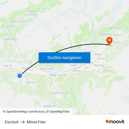 Eischoll to Mörel-Filet map