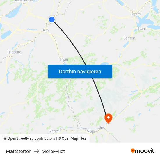 Mattstetten to Mörel-Filet map