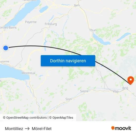 Montilliez to Mörel-Filet map