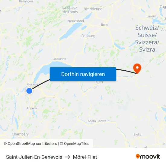 Saint-Julien-En-Genevois to Mörel-Filet map