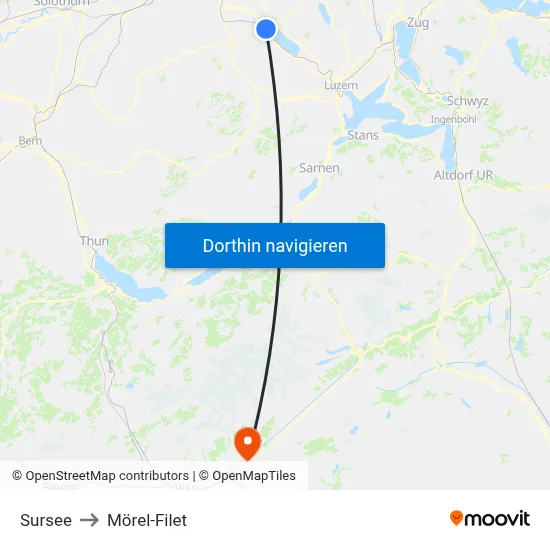 Sursee to Mörel-Filet map