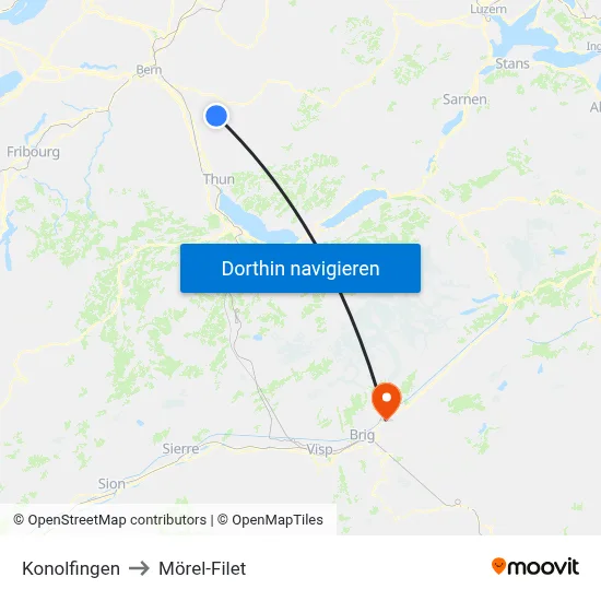Konolfingen to Mörel-Filet map