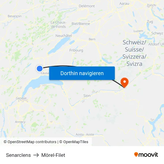 Senarclens to Mörel-Filet map