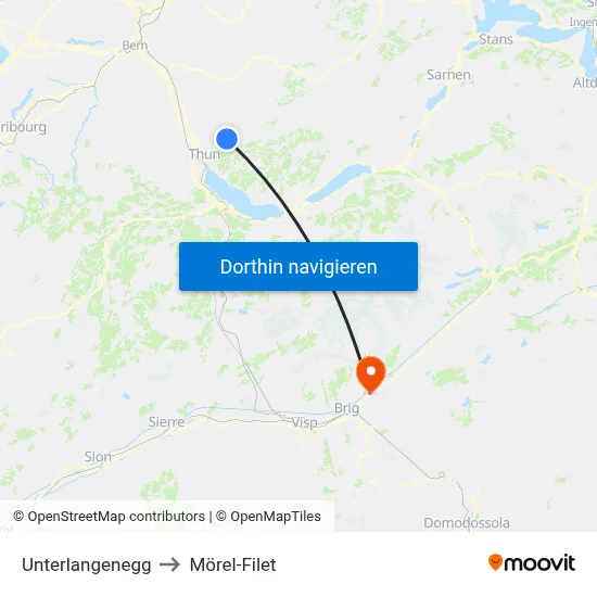 Unterlangenegg to Mörel-Filet map