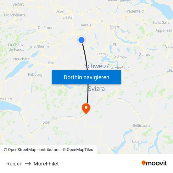 Reiden to Mörel-Filet map
