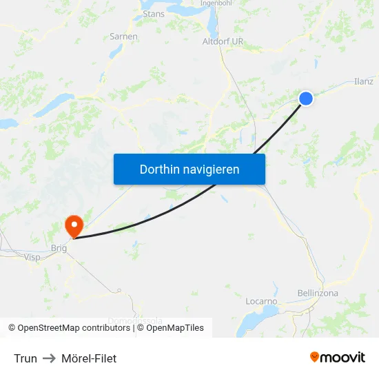 Trun to Mörel-Filet map