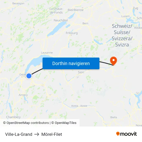 Ville-La-Grand to Mörel-Filet map