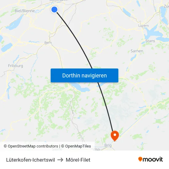 Lüterkofen-Ichertswil to Mörel-Filet map