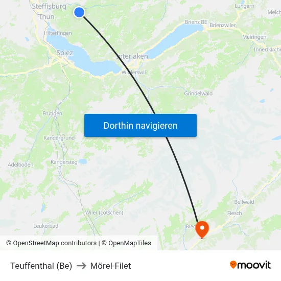 Teuffenthal (Be) to Mörel-Filet map
