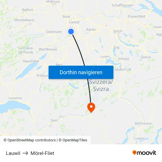 Lauwil to Mörel-Filet map