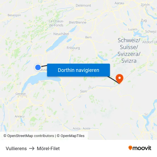 Vullierens to Mörel-Filet map