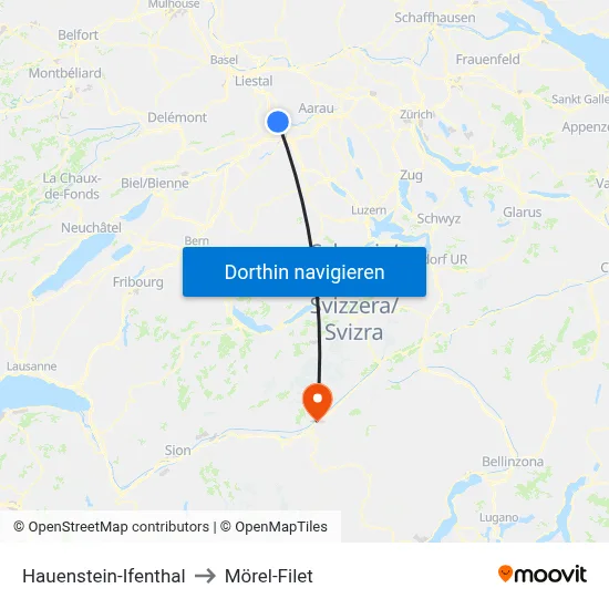 Hauenstein-Ifenthal to Mörel-Filet map