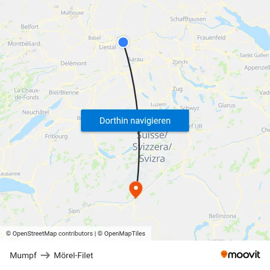 Mumpf to Mörel-Filet map