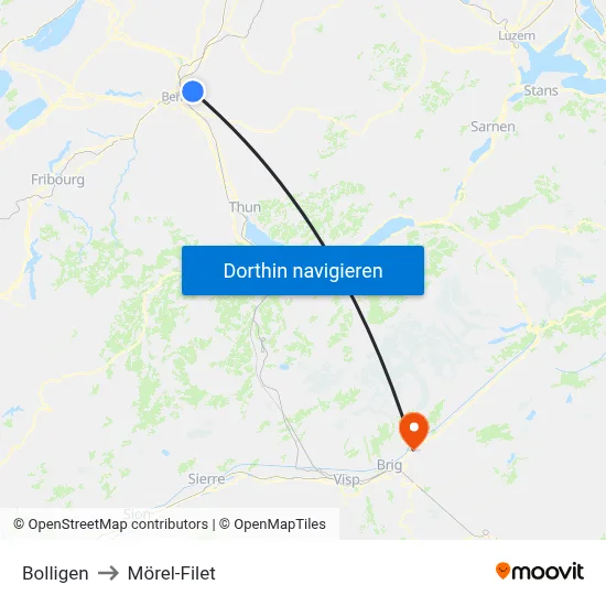 Bolligen to Mörel-Filet map