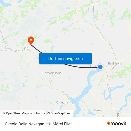 Circolo Della Navegna to Mörel-Filet map