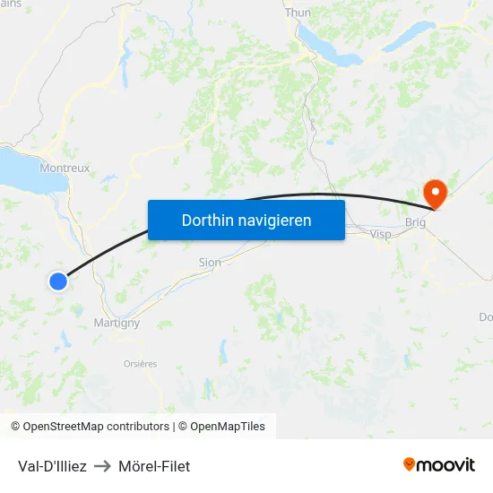 Val-D'Illiez to Mörel-Filet map