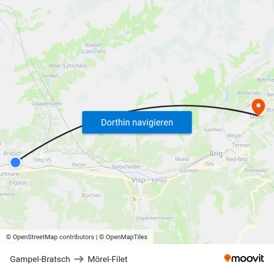 Gampel-Bratsch to Mörel-Filet map