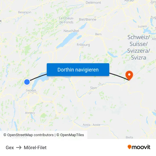 Gex to Mörel-Filet map