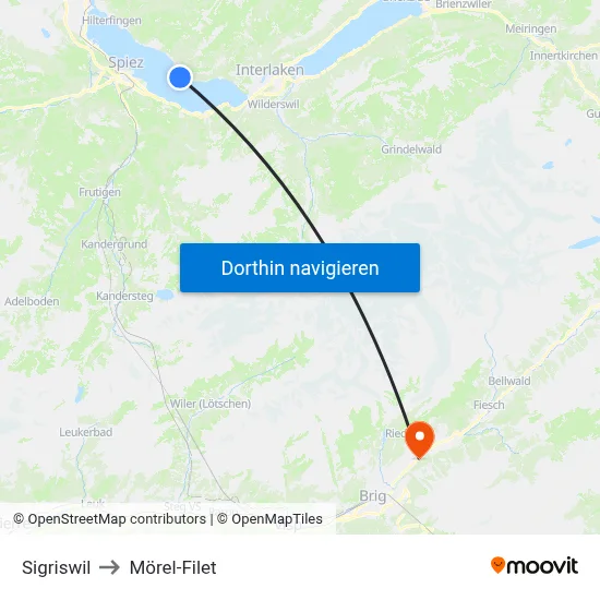 Sigriswil to Mörel-Filet map