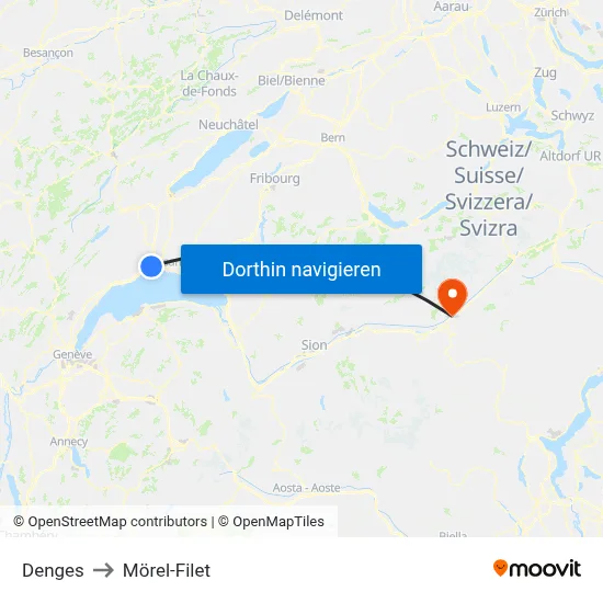 Denges to Mörel-Filet map