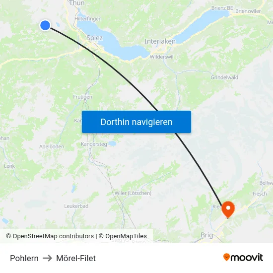 Pohlern to Mörel-Filet map