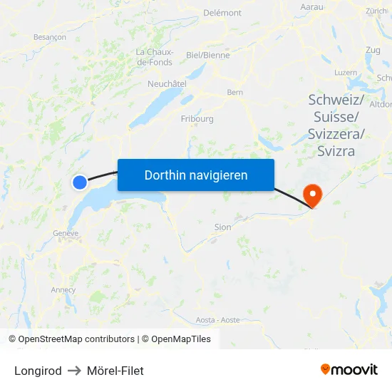 Longirod to Mörel-Filet map
