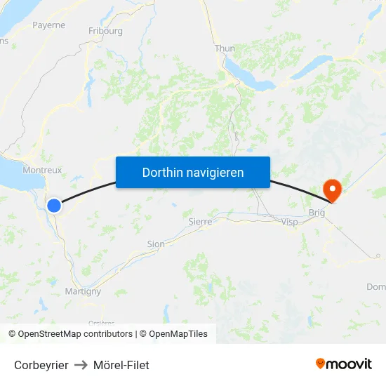 Corbeyrier to Mörel-Filet map