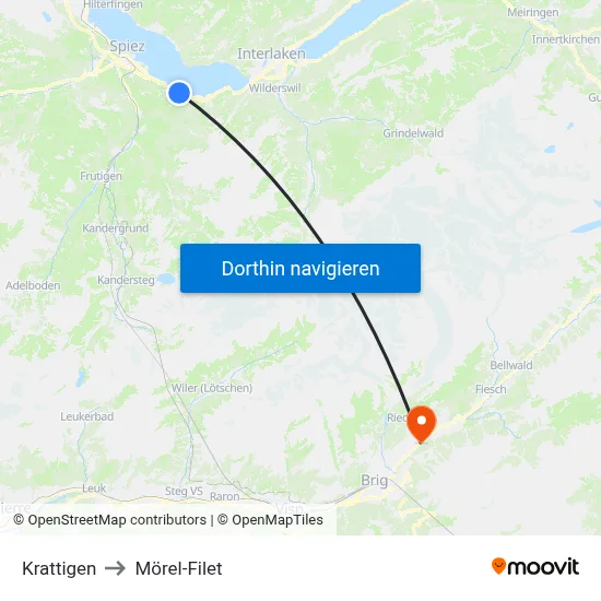 Krattigen to Mörel-Filet map