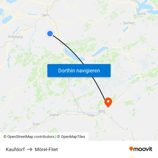 Kaufdorf to Mörel-Filet map