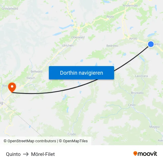 Quinto to Mörel-Filet map
