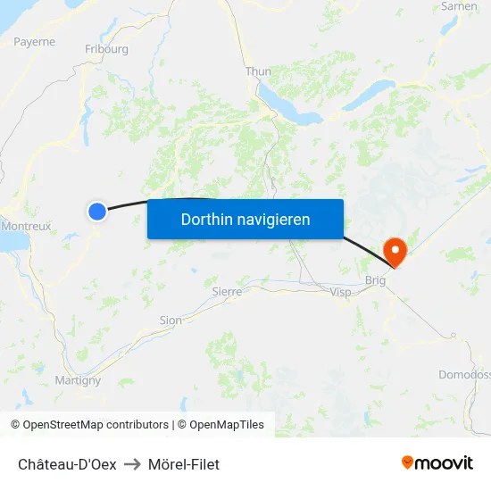 Château-D'Oex to Mörel-Filet map