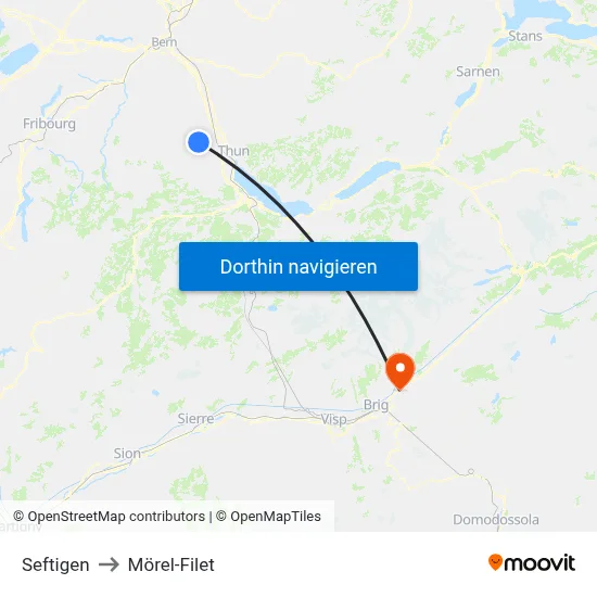 Seftigen to Mörel-Filet map