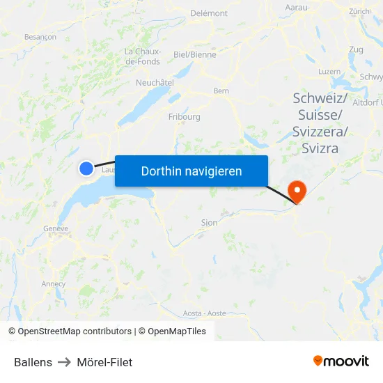 Ballens to Mörel-Filet map