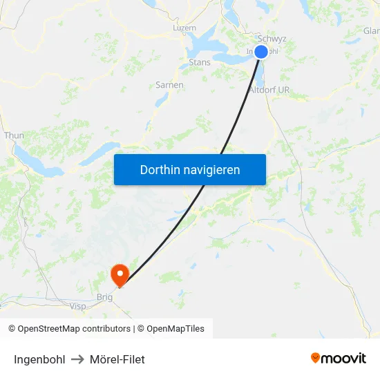 Ingenbohl to Mörel-Filet map