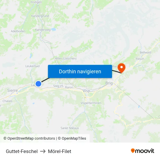 Guttet-Feschel to Mörel-Filet map