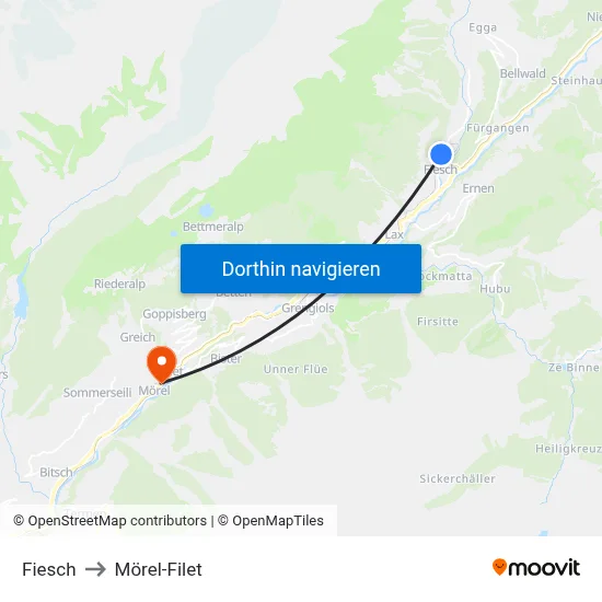 Fiesch to Mörel-Filet map