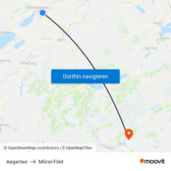 Aegerten to Mörel-Filet map