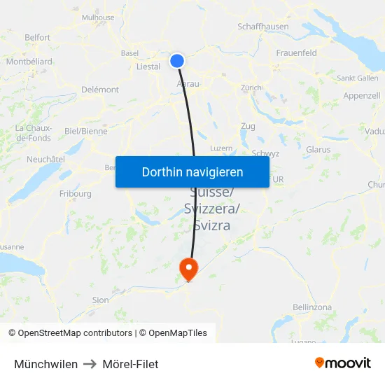 Münchwilen to Mörel-Filet map