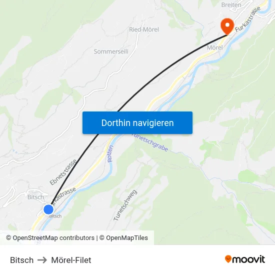 Bitsch to Mörel-Filet map