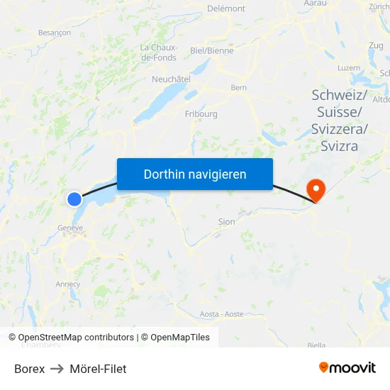 Borex to Mörel-Filet map