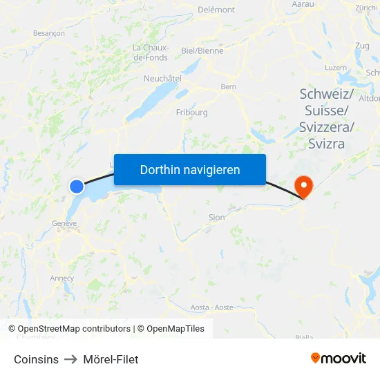 Coinsins to Mörel-Filet map