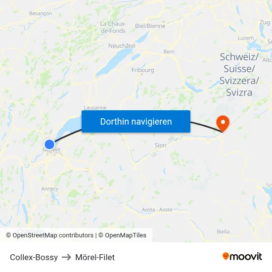 Collex-Bossy to Mörel-Filet map