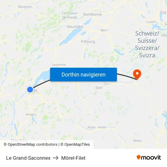 Le Grand-Saconnex to Mörel-Filet map