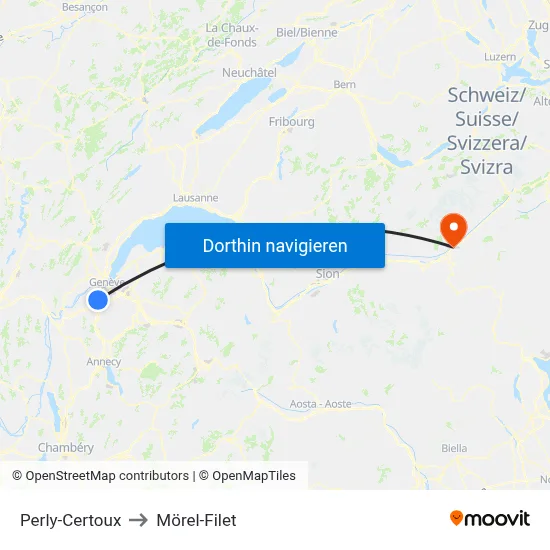 Perly-Certoux to Mörel-Filet map