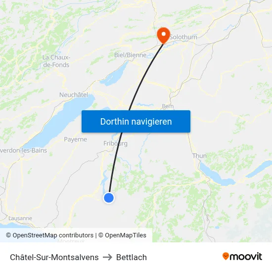Châtel-Sur-Montsalvens to Bettlach map