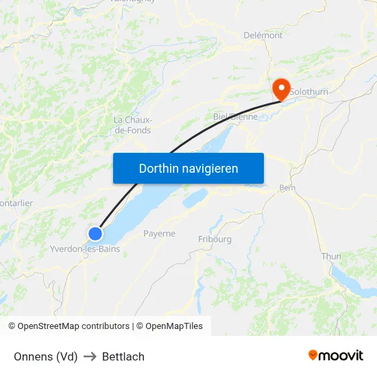 Onnens (Vd) to Bettlach map
