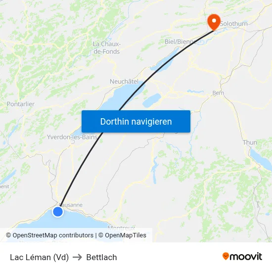 Lac Léman (Vd) to Bettlach map